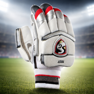 cricket glove close up against stadium backdrop