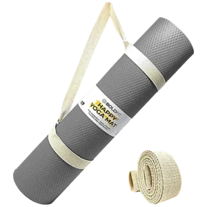 boldfit happy yoga mat with carrying strap 4 mm, anti slip, grey, 1 pc