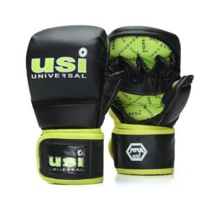 usi universal 618f strike boxing training mma gloves for men & women, thick pu, shock absorber padding, hook & loop closure (size l/xl)